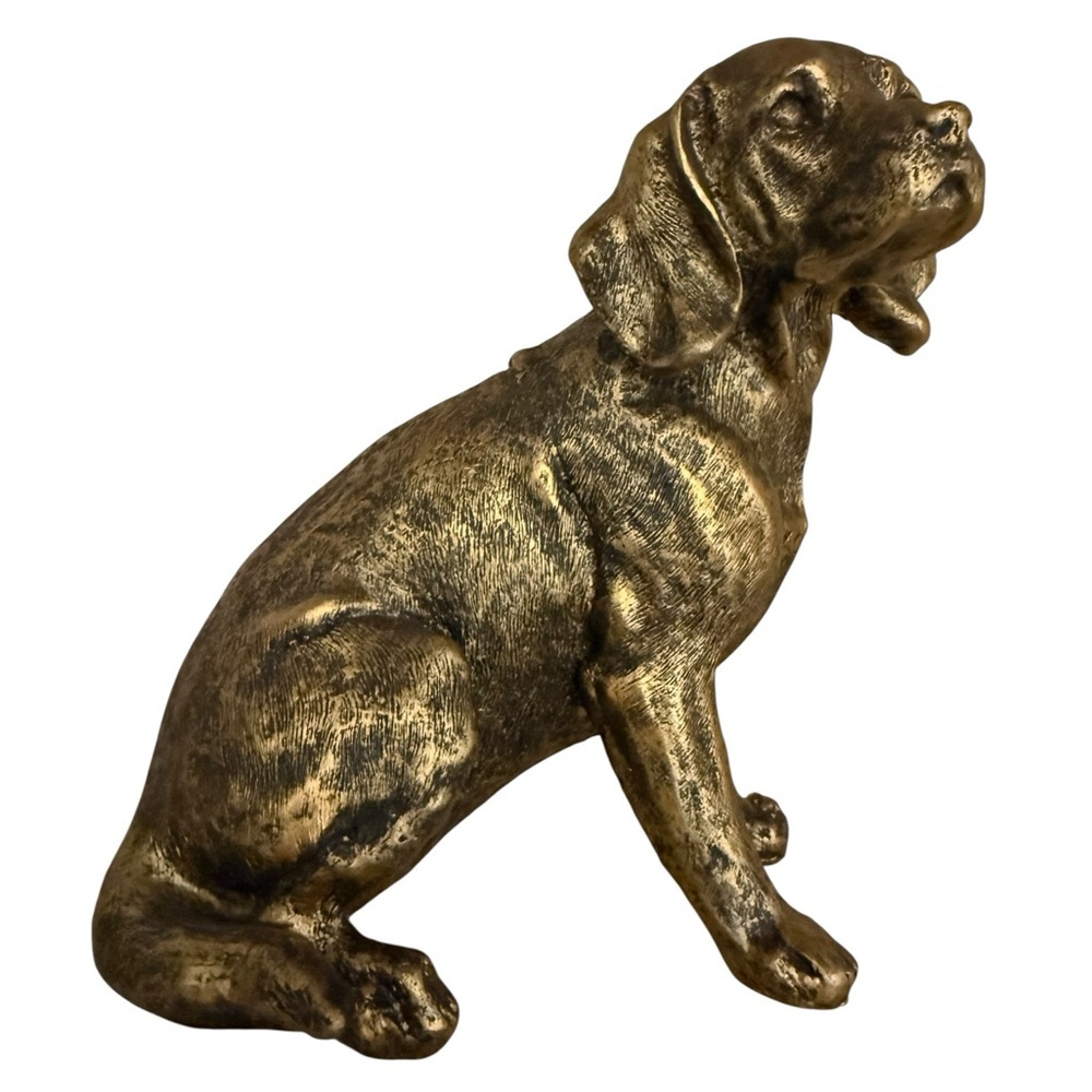 Bronze/gold resin Dog Statue Home Accent - Picture 2 of 9